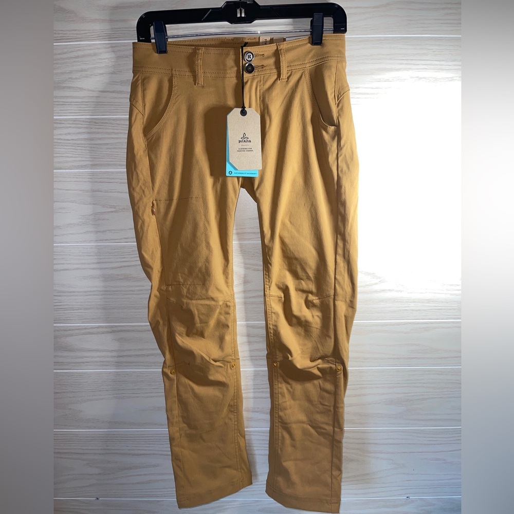 NEW prAna Women's Brown Ran Halle Straight Fit Pants II Size 0 Short Inseam 28”
